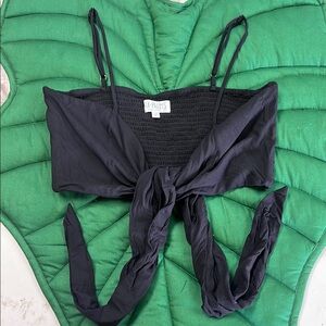 XIX Palms black tie front crop bralette. Size L. Adjustable straps.